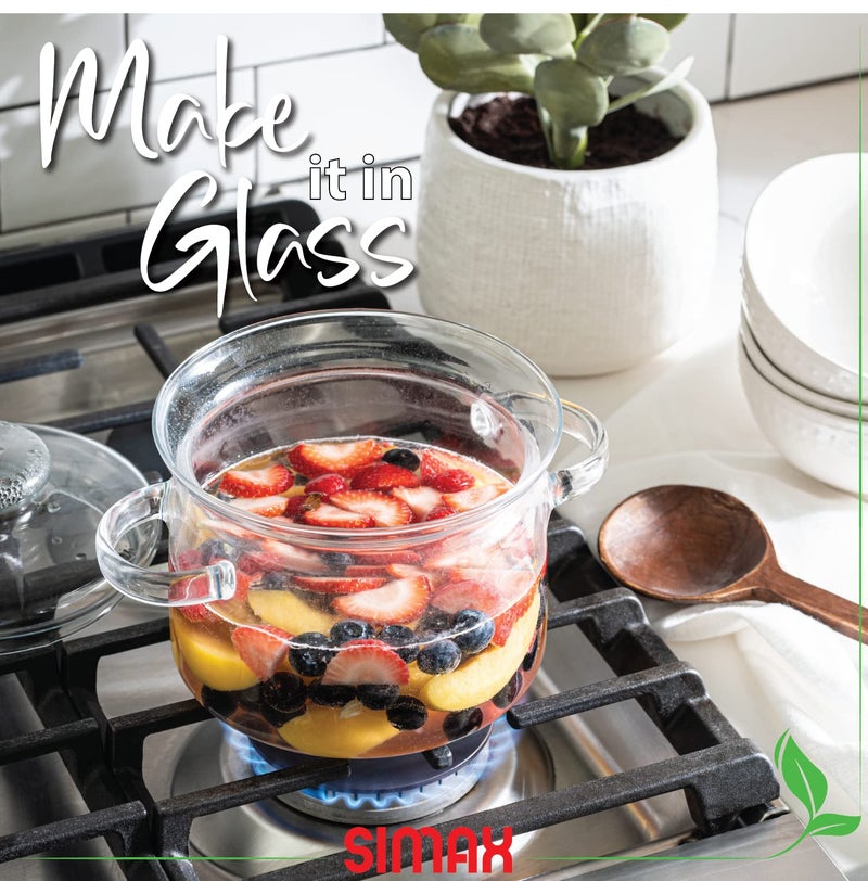 Simax 48 Oz Borosilicate Glass Saucepan With Lid - Microwave, Stove and Dishwasher Safe Potpourri Pot and Serving Dish - Image 3